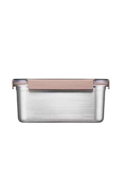 Lock & Lock Locknlock 2.8 Lt Stainless Steel Oven and Storage Container - Quadrangle Locked, Brown