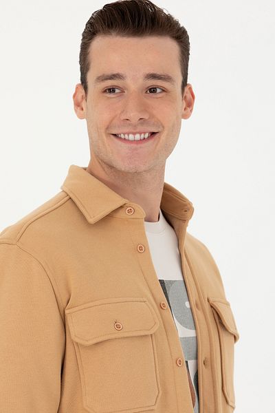 U.S. Polo Assn. Ανδρικό μακρυμάνικο πουκάμισο Camel 50276969 -vr015