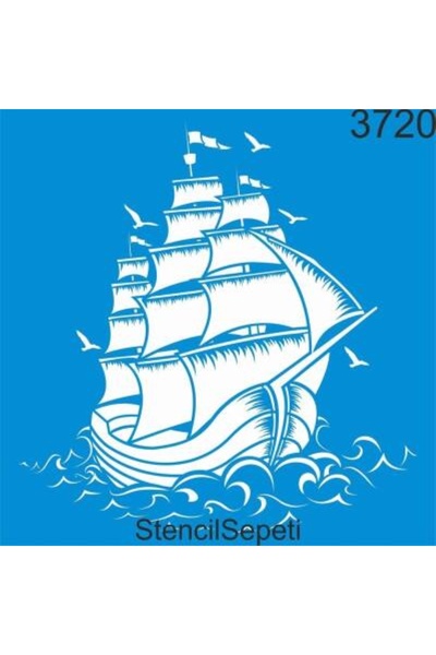 DERYA DESİNG ART قالب استنسل نمط المراكب الشراعية ST3720 - 40x40 سم