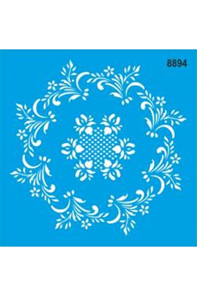 DERYA DESİNG ART قالب استنسل بإطار منقوش بالزهور مقاس 30 × 30 سم - ST8894