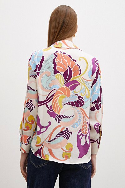 Never more İpek Desen Gömlek Mor