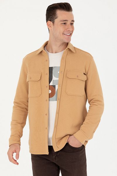 U.S. Polo Assn. Ανδρικό μακρυμάνικο πουκάμισο Camel 50276969 -vr015