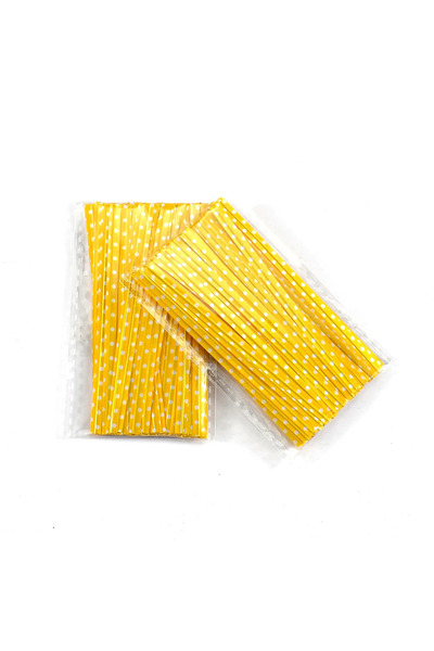 Dekals 100 Adet Puantiyeli Sarı Tel Klips Buzdolabı Poşeti Kapatma Teli Poşet Bağı Poşet Klipsi
