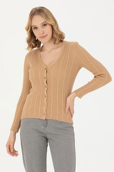 U.S. Polo Assn. Γυναικεία Sand Melange Basic Knitwear Cardigan 50276235-VR123