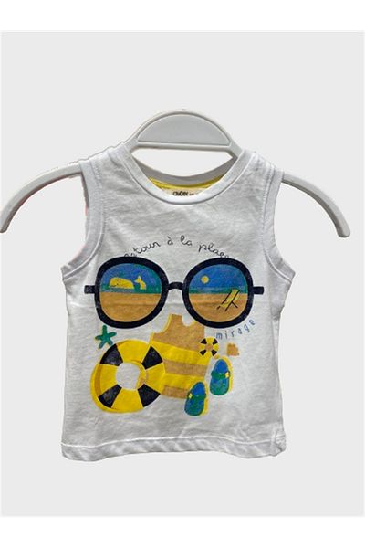 Çikoby Çikoby 6 Months - 2 Years Old Strappy Men's T-Shirt - White