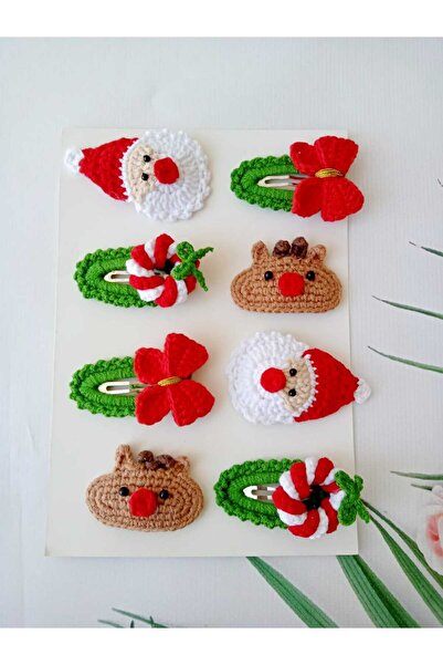 Kadın Girişimciler Atölyesi New Year Christmas Icons Handmade 8'Li Hair Acces...