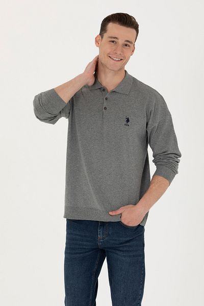 U.S. Polo Assn. Ανδρικό πουλόβερ Basic Grey Melange 50275845 -VR086