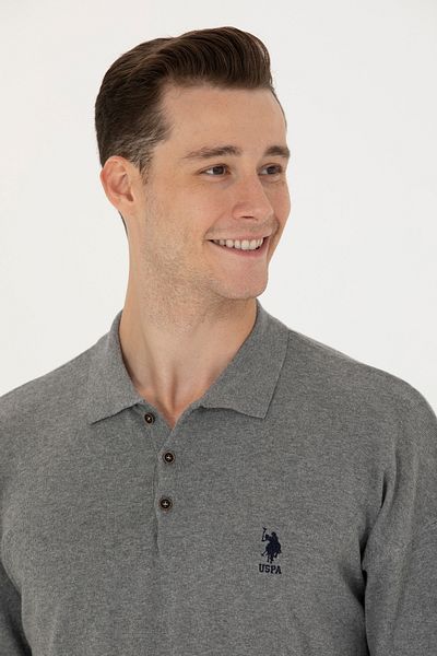 U.S. Polo Assn. Ανδρικό πουλόβερ Basic Grey Melange 50275845 -VR086