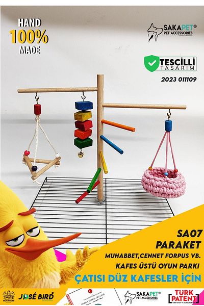 SAKAPET Playground Parakeet - with Cage Top Bed, Bird Heaven Sevda Parrot, Forpus Sa7