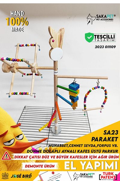 SAKAPET Sa23 Model Lattice Top Play Track with Ferris Wheel and Mirror - Budgie and Parrot