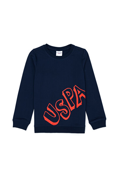 U.S. Polo Assn. سويت شيرت أساسي برقبة دائرية باللون الأزرق الداكن للأطفال 502...