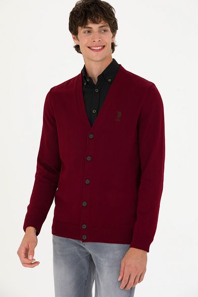 U.S. Polo Assn. Claret Red Basic Knitwear Ανδρική ζακέτα - 50275843 -VR014