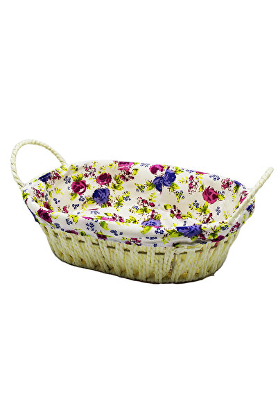 Marsilyan Oval Wicker Bread Basket with Ruby Colored Cloth 8821