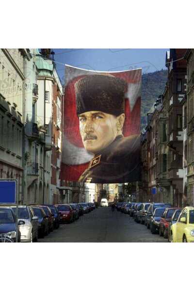 Asilmeydan Mavi Gözlü Kalpaklı Gazi Mustafa Kemal Atatürk -Ay Yıldız Türk Bay...