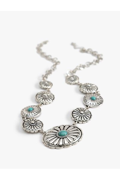 Koton Geometric Stone Detailed Steel Necklace - Koton X Zeynep Cushion