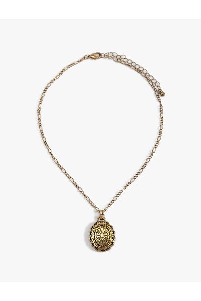 Koton Ethnic Textured Locket Chain Necklace - Koton X Zeynep Pillow