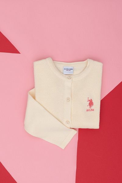 U.S. Polo Assn. Κρεμ πλεκτή ζακέτα για κορίτσια 50277083 -VR071