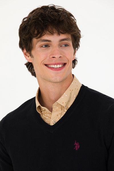 U.S. Polo Assn. Мъжки черен базов пуловер -50275819-VR046