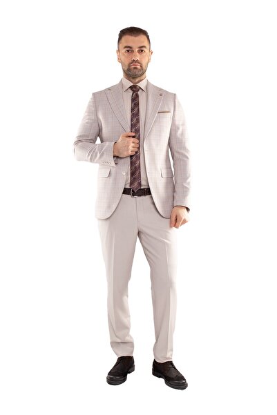 Jakamen Jk35sf02m061 Slimfit 6 Drop Kareli Yelekli Takım Elbise