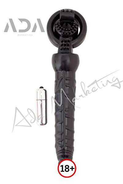 Ada Marketing Titreşimli Anal Dildo Aparatı - Titreşimli Penis Eki, Siyah, 24 cm