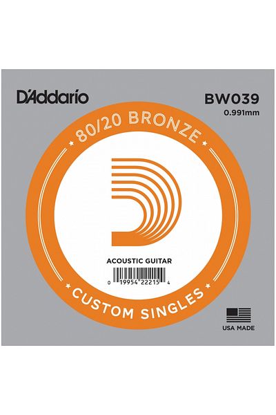 Daddario BW039 سلك واحد صوتي - 80/20 خشب برونزي، موديل 039 (LA)