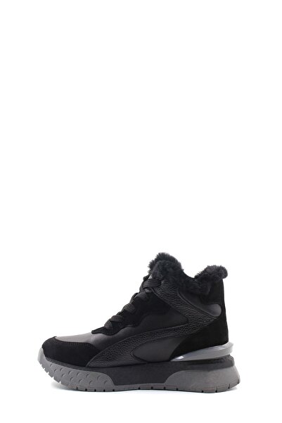 Ayakkabıhane Kaliteli Hakiki Deri Siyah Kadın Yüksek Taban Bot AH087571126123858