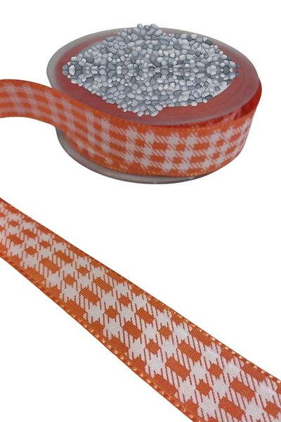 P Parla Defnada 25 Mm Orange Plaid Ribbon - 1 Meter