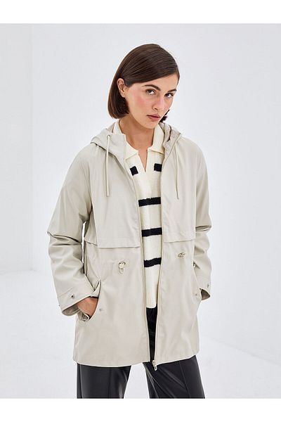 LC Waikiki Women's Hooded Plain Raincoat