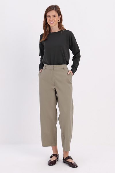ALLDAY Pantaloni morcovi cu agrafă măsline și picior