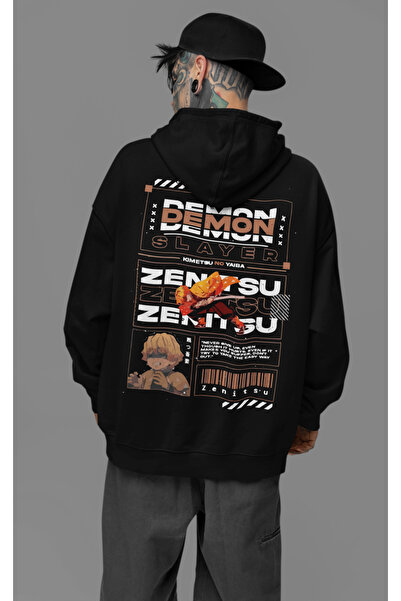 SEVBANO Demon Slayer Zenitsu unisex anime hoodie sa širokim krojem i printom