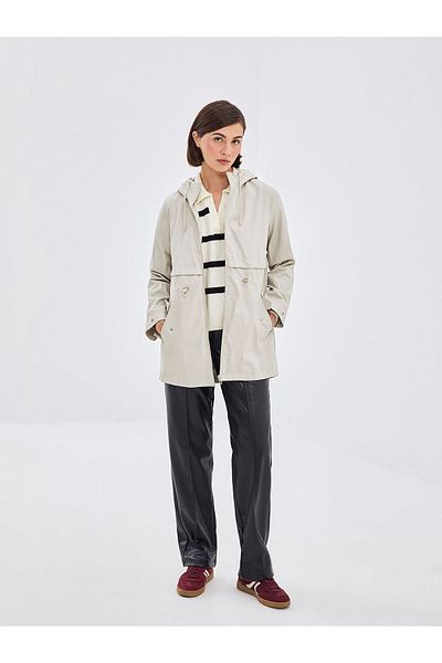 LC Waikiki Women's Hooded Plain Raincoat