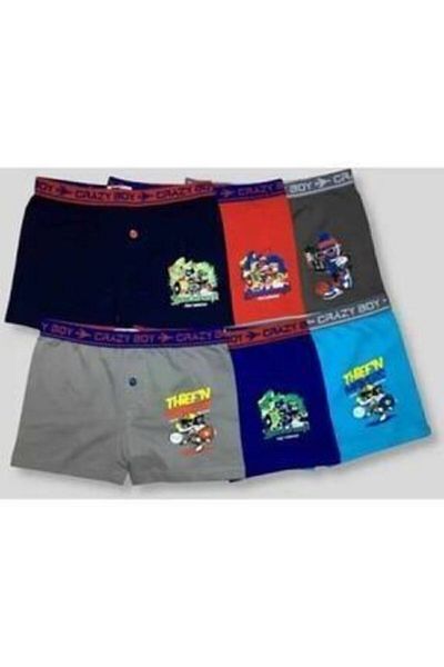 KEYAL Tutku Boy Multicolor 6 Pack Elastane Cotton Printed Boxer Multicolor