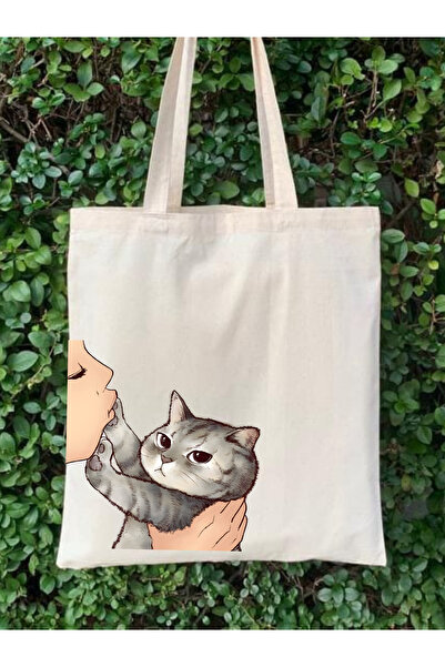 Cemira Kedi British Tote Bag Bez Çanta