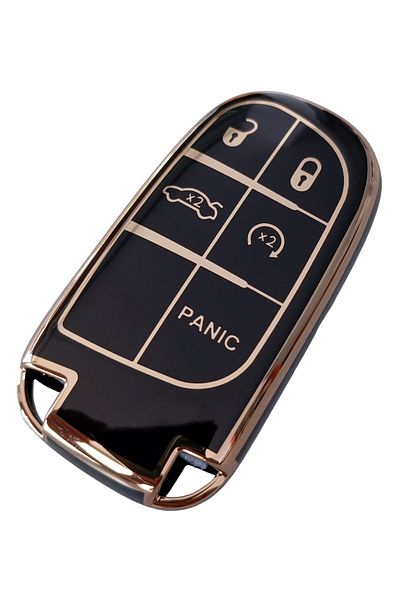 Kasey Jeep Compass Renegade Dodge Chrysler - Compatible Smart Remote and Case, Auto Keychain, Black Gold