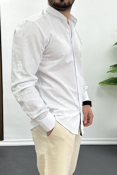 Edwox Ανδρικό μακρυμάνικο πουκάμισο Judge Collar Λευκό Edw174