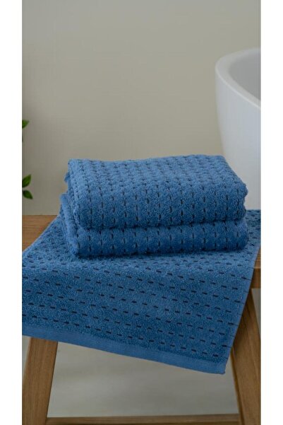 Bluenity 2'li Coat %100 Doğal Pamuklu El / Yüz Havlu Seti 50x90 Cm Lacivert