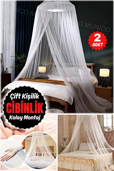 Gaggani 2 Adet Çift Kişilik Cibinlik - Şık ve Kullanışlı Beyaz Tasarım Yatak ...