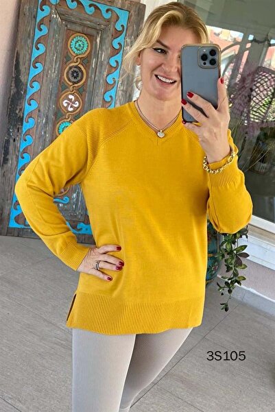 İnce Topuk V Yaka Triko Bluz 3S105