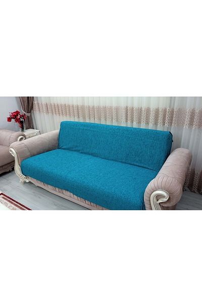 Mandaş Husă de canapea fără brațe țesute manual Chenille (3+3)-Petrol