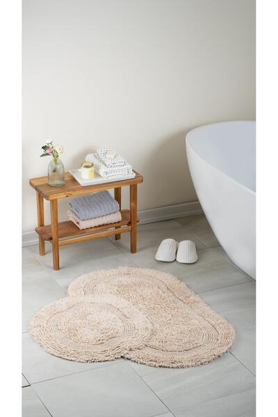 Bluenity Atlantic Beige Bath Mat Set - 60X100+50X60 Cm, Natural Cotton Set of 2
