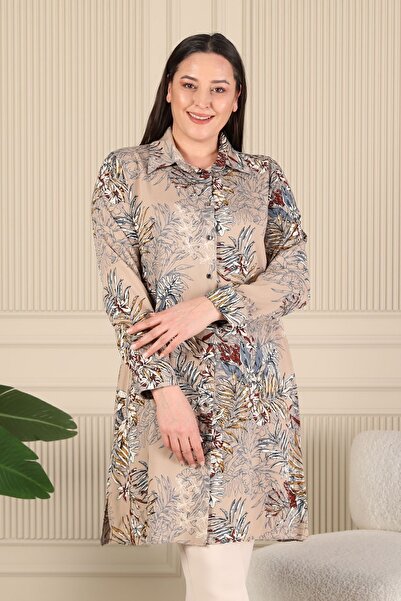 Ferace Туника от норка в голям размер - детайли с яка и копчета