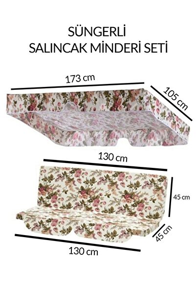 Mor Minder Salıncak Minder Seti Tenteli Ingiliz Gülü Salıncak Minder Seti 2 Kişilik Süngerli Işbir Gri Sünger