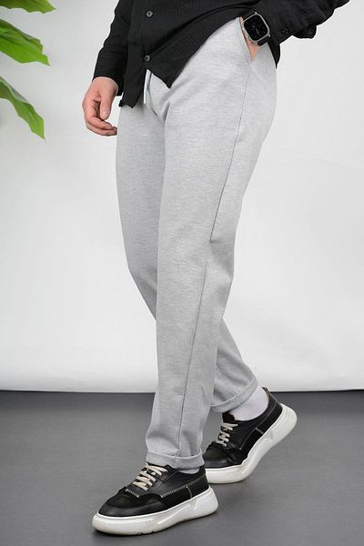 Edwox Pantaloni de jogging pentru bărbați, cu două picioare, cu talie elastică, cu ajustare relaxată, gri Edw036