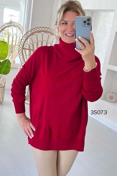 İnce Topuk Knitwear Blouse - Degaje Collar, Model 3s073