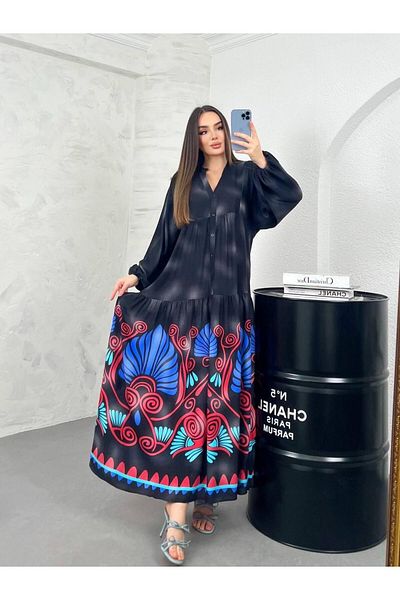 Cardella Μπαλόνι μανίκι βισκόζη χιτζάμπ φόρεμα - Φαρδιά φουσκωμένη κοπή