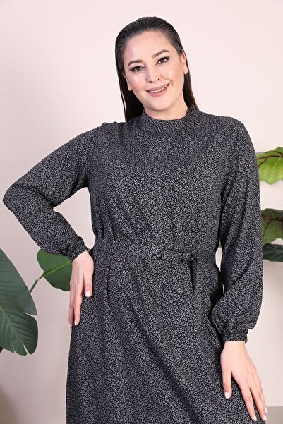 Ferace Women's Hijab Clothing Dress Plus Size Clothing Prevailing Collar Crispy Pattern Dress