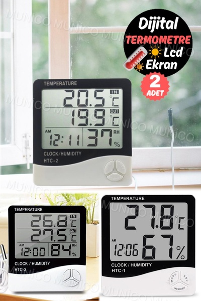 Genel Markalar 2 Adet Dijital Higrometre Termometre İç Mekan Sıcaklık Monitör...