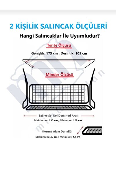 Mor Minder Süngerli Salıncak Minder Seti Tenteli Bahçe Minderi 2 Kişilik Süngerli Saat Desen