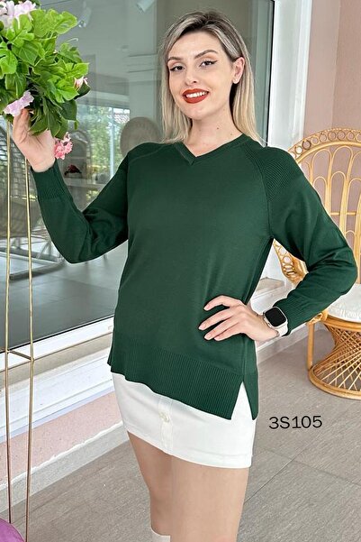 İnce Topuk V Yaka Triko Bluz 3s105