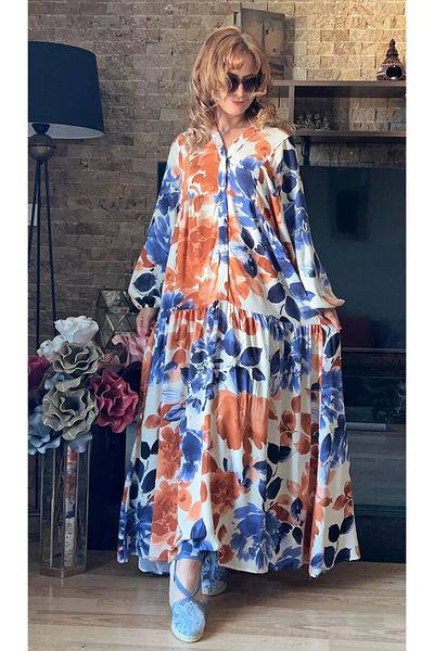 Cardella Balloon Sleeve Viscose Hijab Dress - Wide Flared Cut